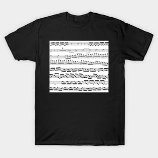 music notes - sheet music black on white T-Shirt